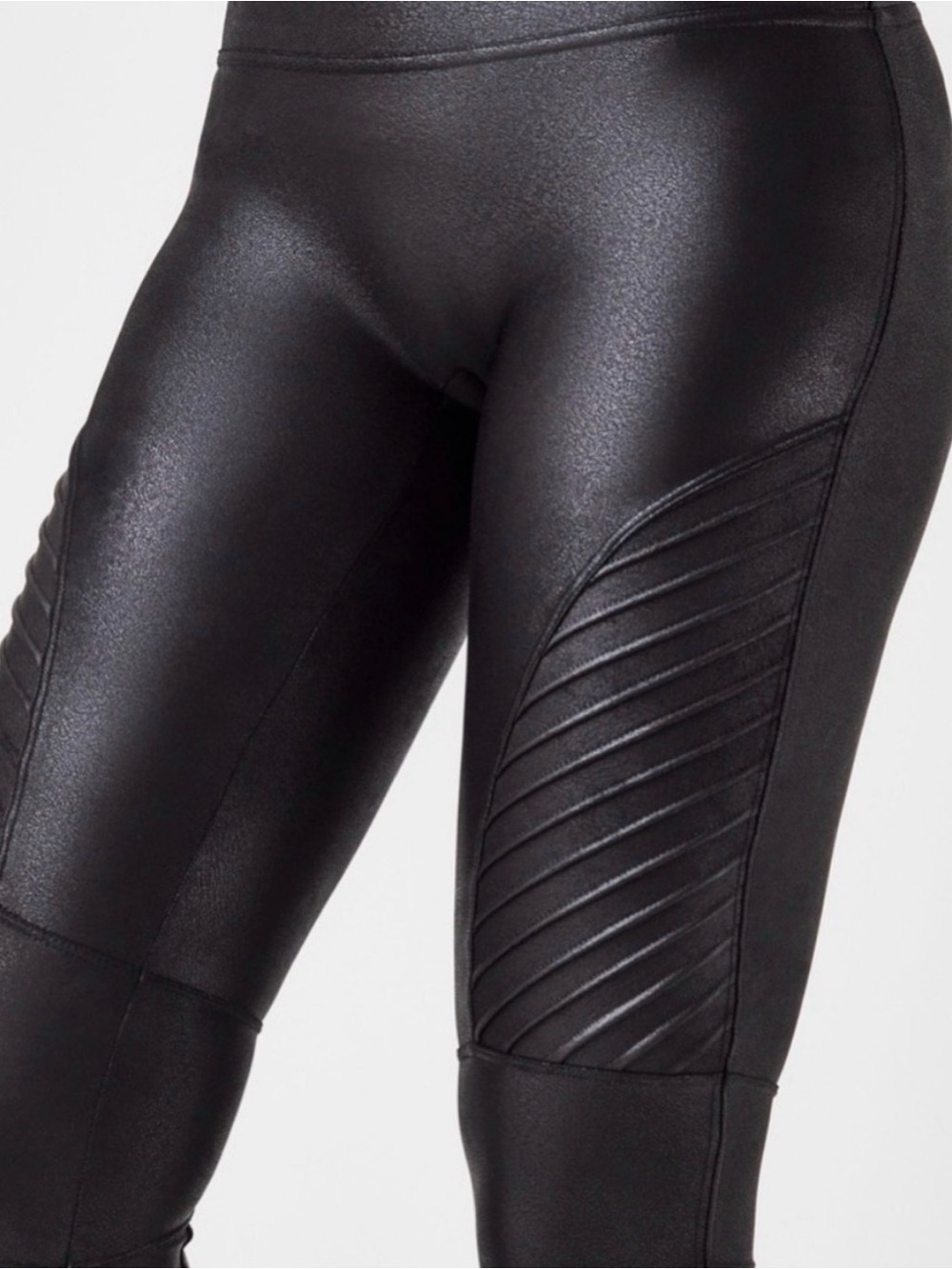 SPANX Black Faux Leather Moto Leggings Edgy Streetwear High Rise 1X